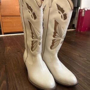 Altar'd State Cream and Tan Heeled Boots